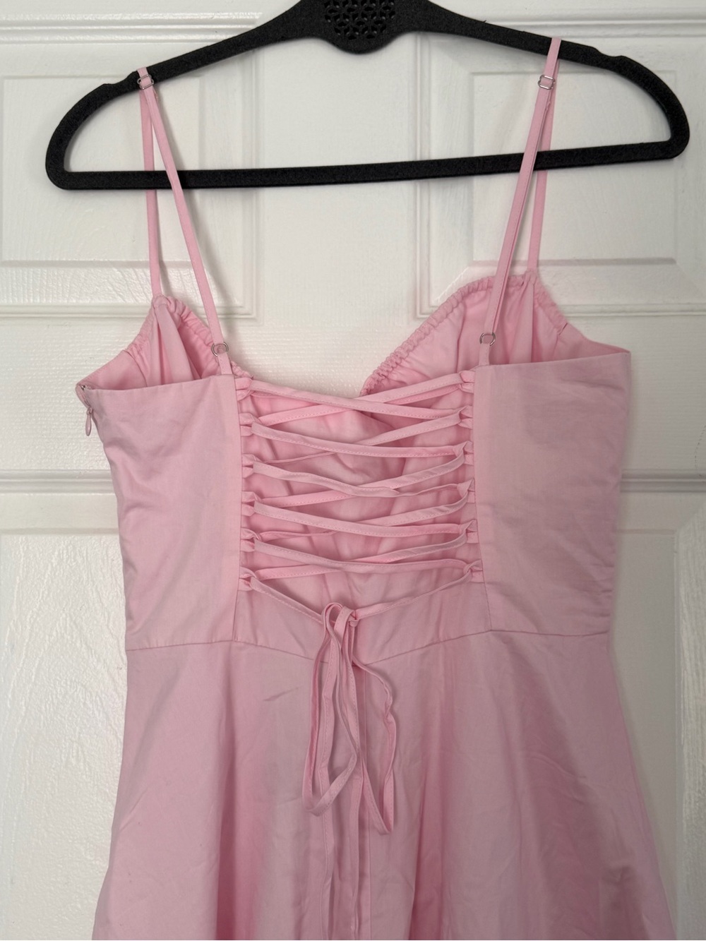 Fashion Nova Oh Darling Poplin Midi Dress Pink Corset Lace Up NWT M - Picture 5 of 15